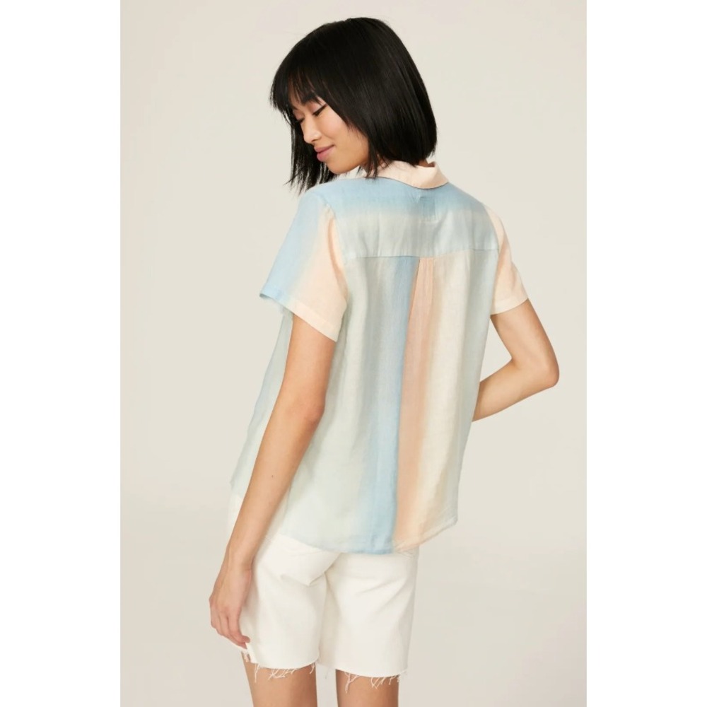 Rails Kona Top Ombre Linen Blend Shirt Short Sleeve Button‎ Up Pastel XS - Picture 3 of 8